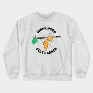 Ant running work hard play harder doodle drawing Crewneck Sweatshirt